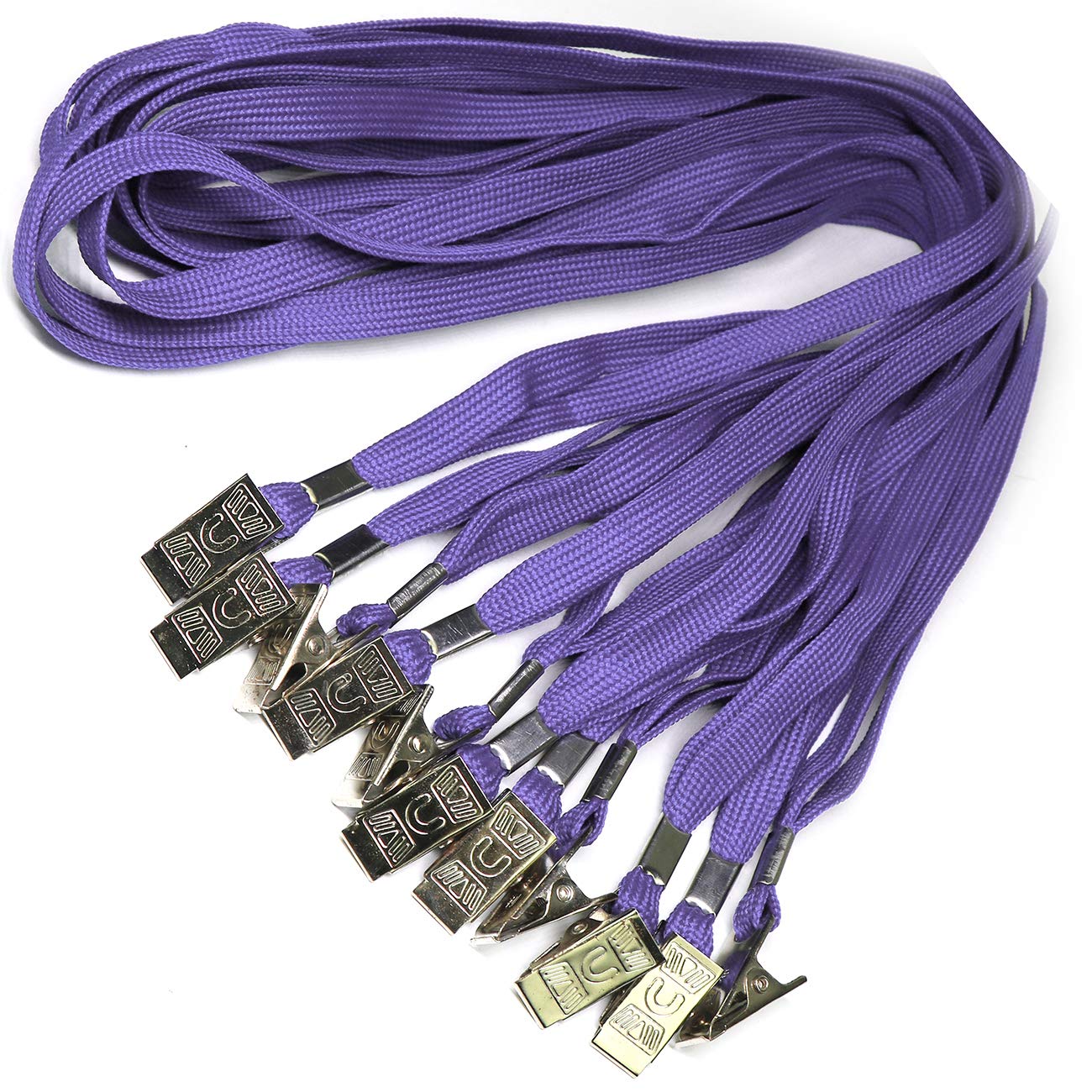 Beebel 100 Pack Purple Lanyards with Badge Clip for ID Cards & Events