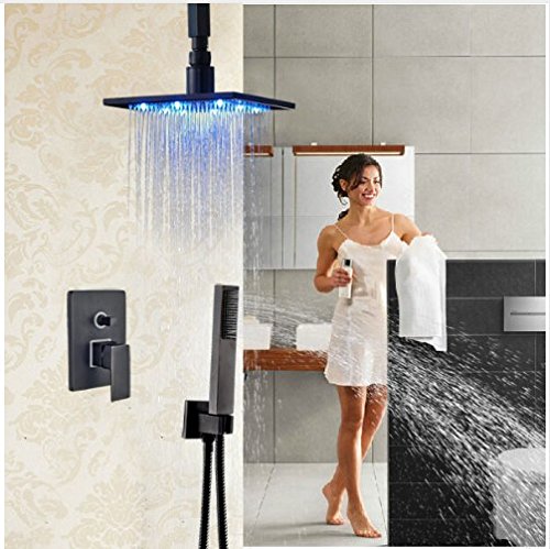 GOWE 10-Inch Square LED Shower Head with Handheld Sprayer, Single Lever Bathroom Faucet Set - Perfect for Modern Bathrooms, Spa-Like Showers & Water-Saving Home Upgrades