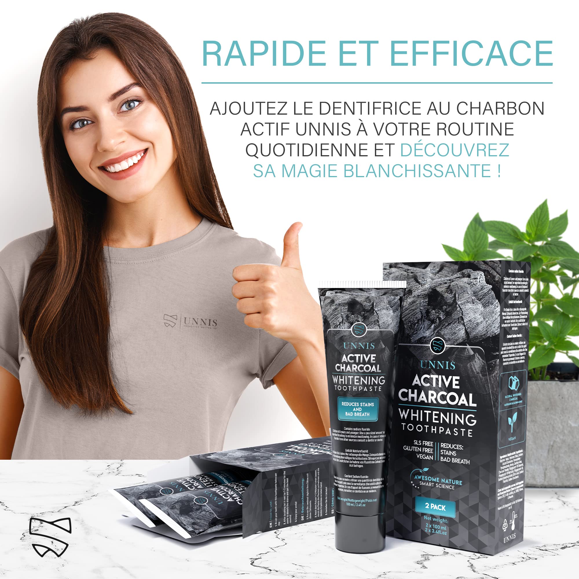 Professional Teeth Whitening Charcoal Toothpaste - 2 Pack Natural Activated Carbon Whitening Powder for Brighter, Whiter Teeth | Ideal for Daily Oral Care & Stain Removal