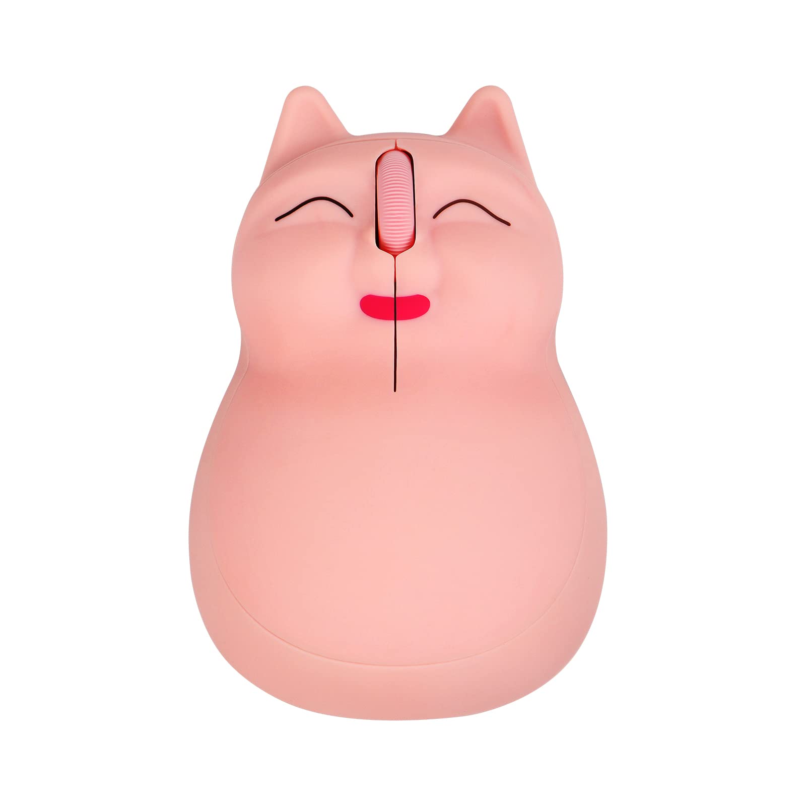 Cute Pink Cat-Shaped Wireless Mouse - 2.4G USB Optical Cordless Mouse with Receiver for PC, Mac, Laptop - Portable 3-Button Mobile Mouse for Work, Travel & Home Office Use