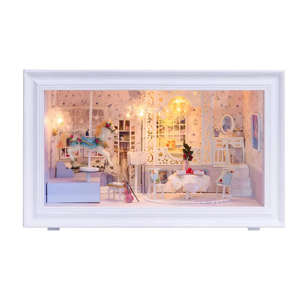 DIY Miniature Dollhouse Kit for Adults - Tiny House Building Kit with Furniture & Dust Cover - Creative Miniature House Model for Home Decor, Gift, or Hobby Crafting