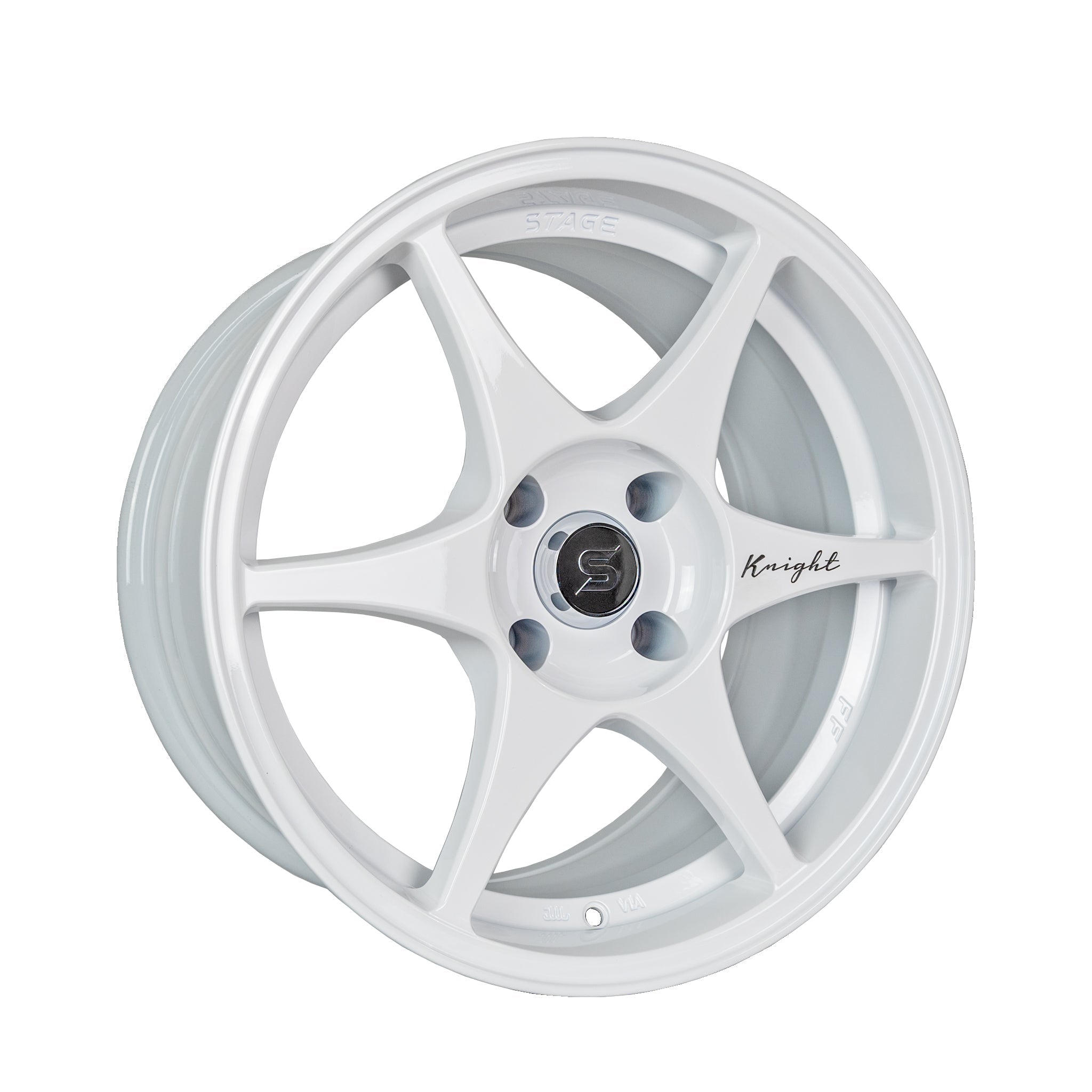 Stage Wheels Knight 17x9 +10mm 4x114.3 CB 73.1 White Alloy Rims - Perfect for Tuner Cars, Drifting & Performance Upgrades