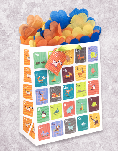 Alphabet Zoo Themed Party Favor Bags - Animal ABC Printed Gift Bags for Kids Birthday Party Favors, Baby Shower, Classroom Rewards & Goodie Bags
