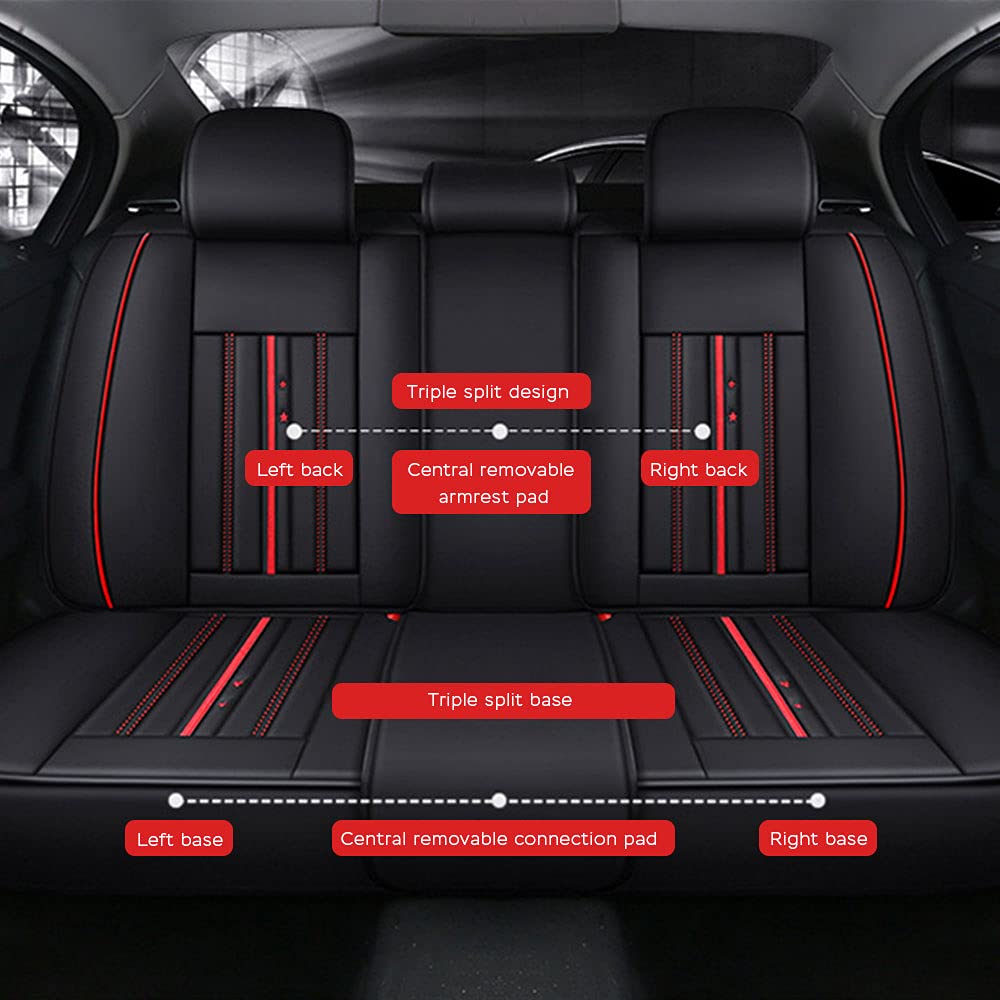 2007-2021 Jeep Compass Universal Car Seat Covers - Waterproof, Anti-Slip, Airbag Compatible - Black & Red - Easy to Clean Car Protectors for Comfort & Style - Perfect for Daily Commute, Road Trips & Outdoor Adventures