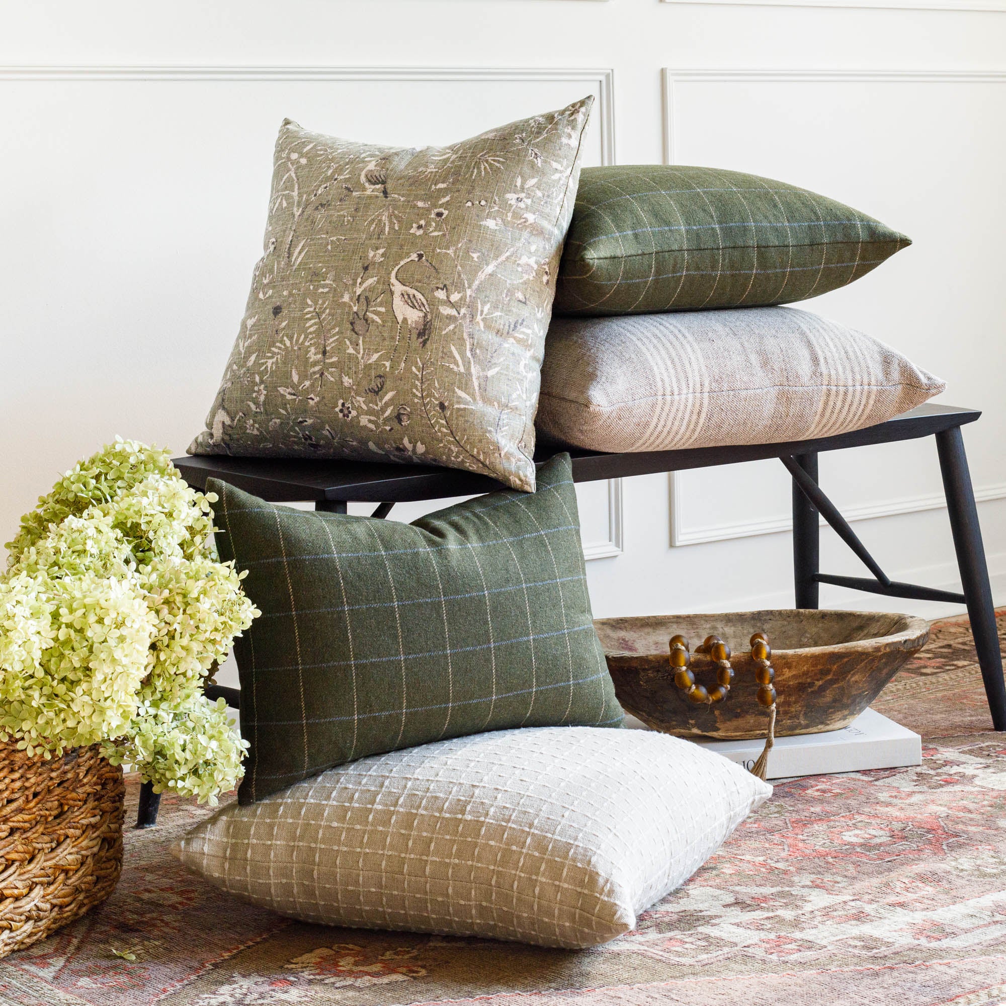 Addison Plaid 14x20 Lumbar Pillow Cover - Moss Green Decorative Throw Pillow for Sofa, Couch, Bed - Perfect for Living Room, Bedroom & Home Decor