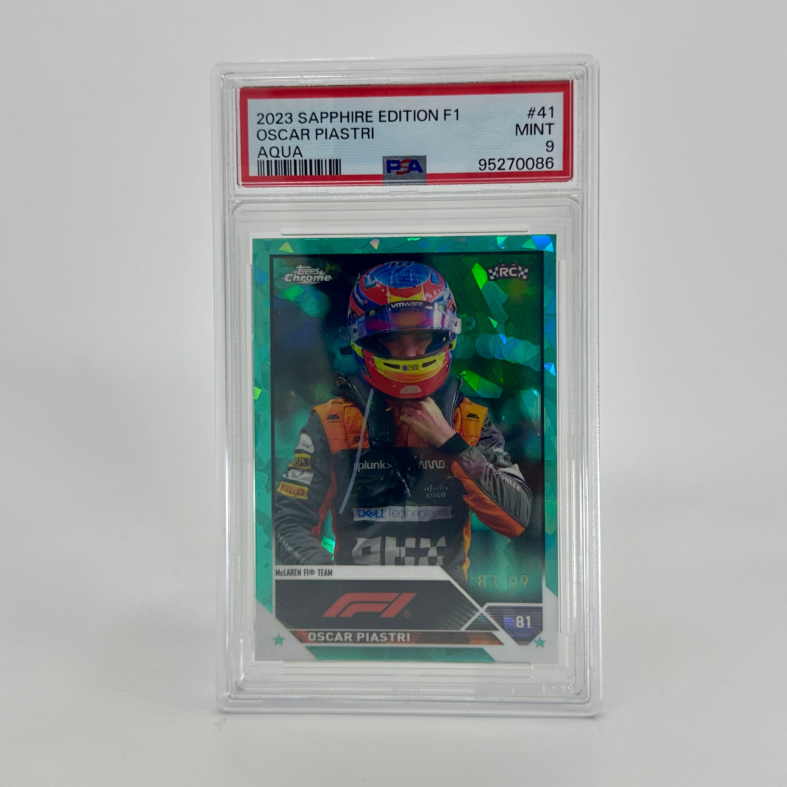 2023 Topps Chrome F1 Oscar Piastri #41 PSA 9 Rookie Card - 83/99 Aqua Sapphire Edition | Collectible Trading Card for F1 Fans & Sports Memorabilia Enthusiasts