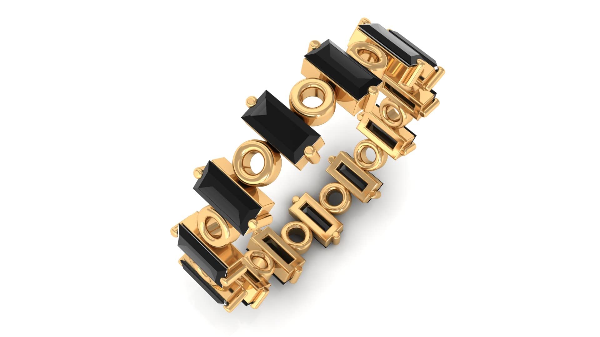 1 CT Black Spinel Full Eternity Ring for Women - 14K Solid Gold August Birthstone Wedding Band - Elegant Stackable Ring for Anniversary, Engagement & Everyday Wear