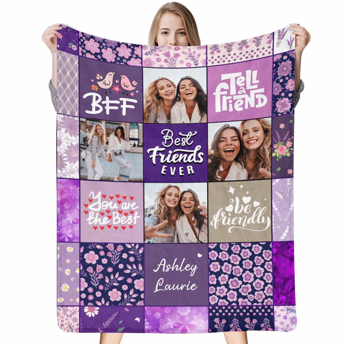 MyPupSocks Custom Best Friend Blanket - Personalized BFF Throw for Women, Purple Friendship Gift 60x80, Cozy Gift for Birthdays, Anniversaries & Sleepovers