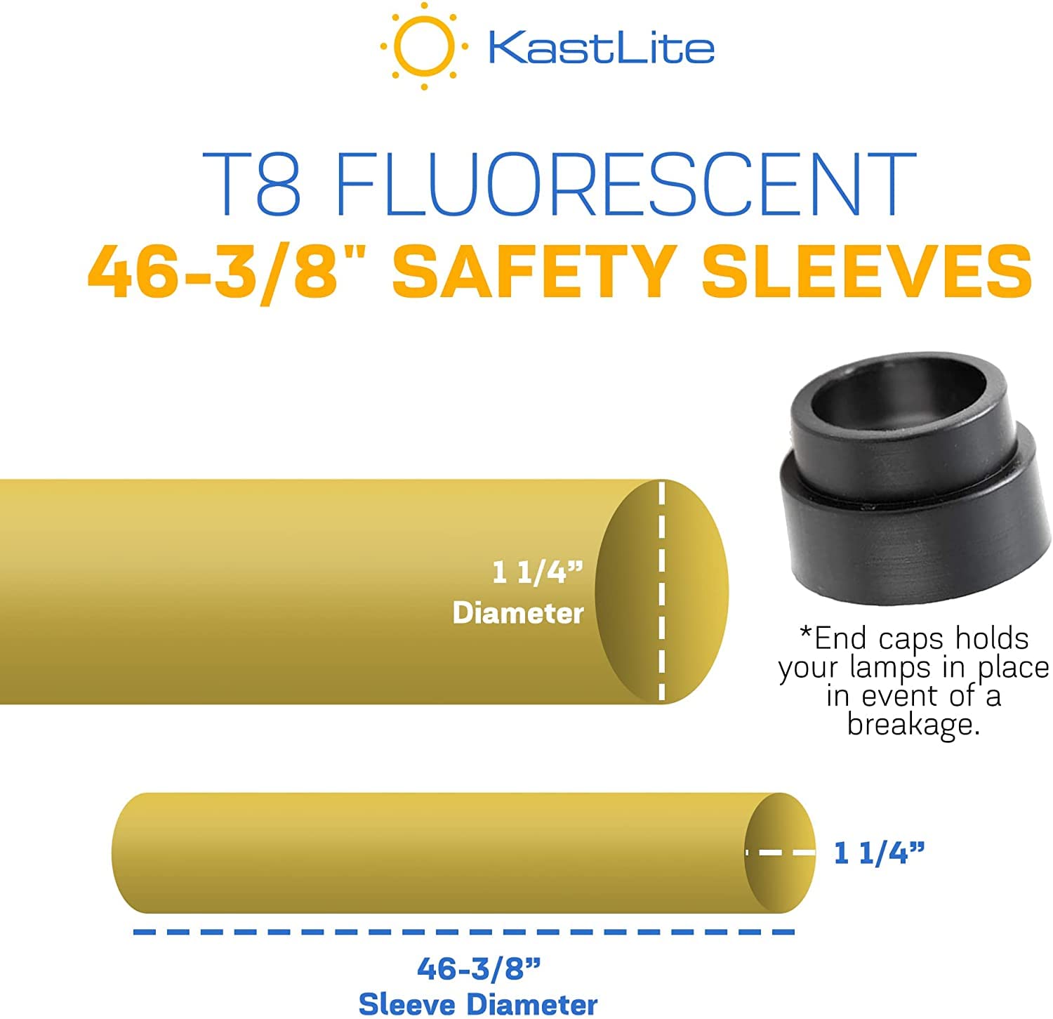 KastLite T8 Fluorescent Light Tube Guard with End Caps - 46-3/8