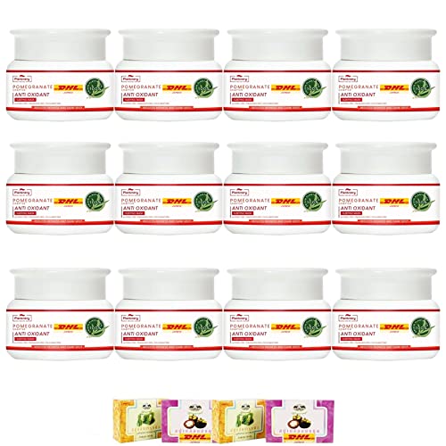 50g EXPRESS DHL Plantnery Pomegranate Sleeping Mask - Anti-Aging Overnight Face Mask for Smooth & Soft Skin - 12 Pcs Set D566 by Thaigiftshop [Free Tomato Facial Mask Included] - Perfect for Nighttime Skincare Routine & Anti-Wrinkle Treatment