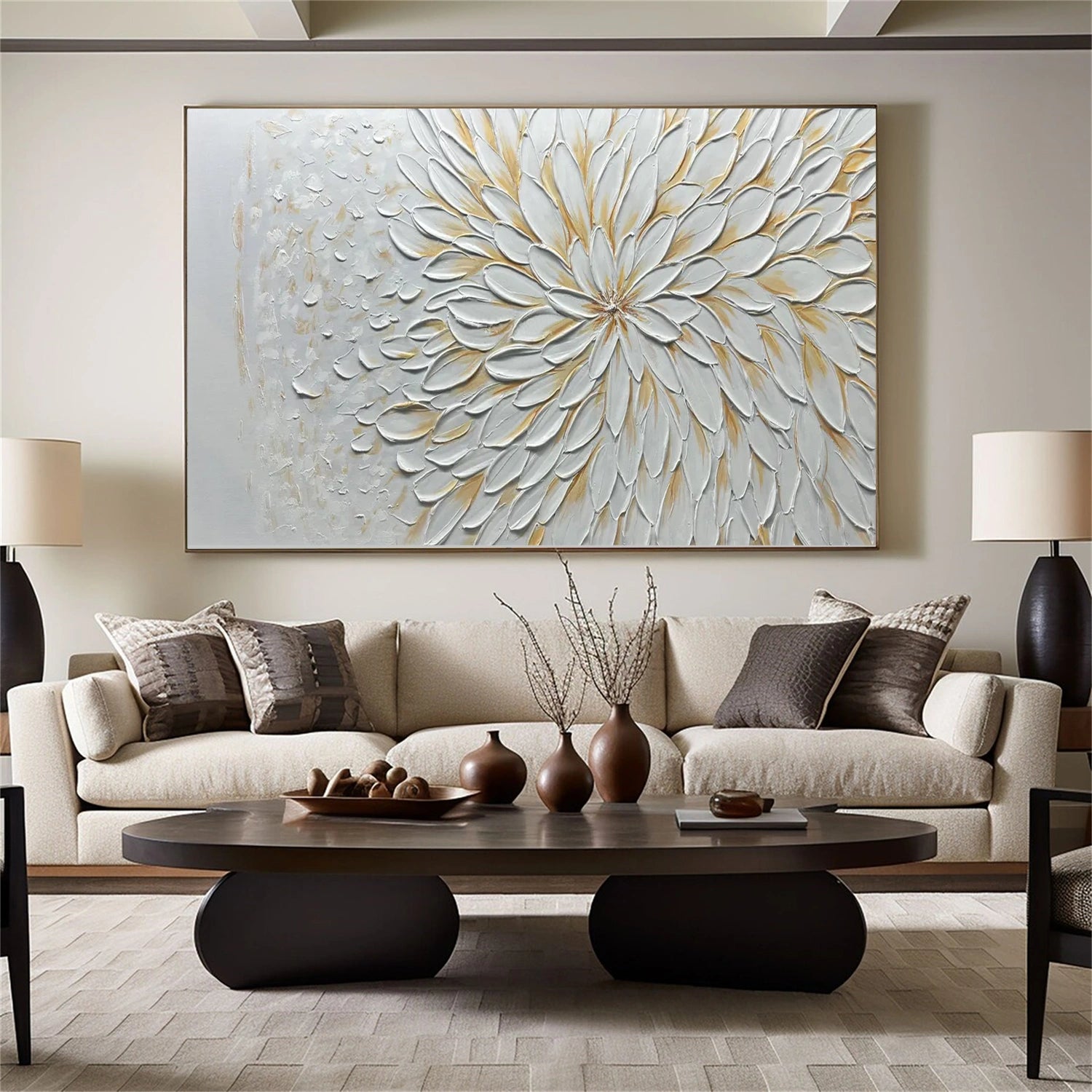 Beautiful Flower and Tree Painting #FT200 - Handmade Canvas Art for Home Decor, Living Room, Bedroom & Office Wall