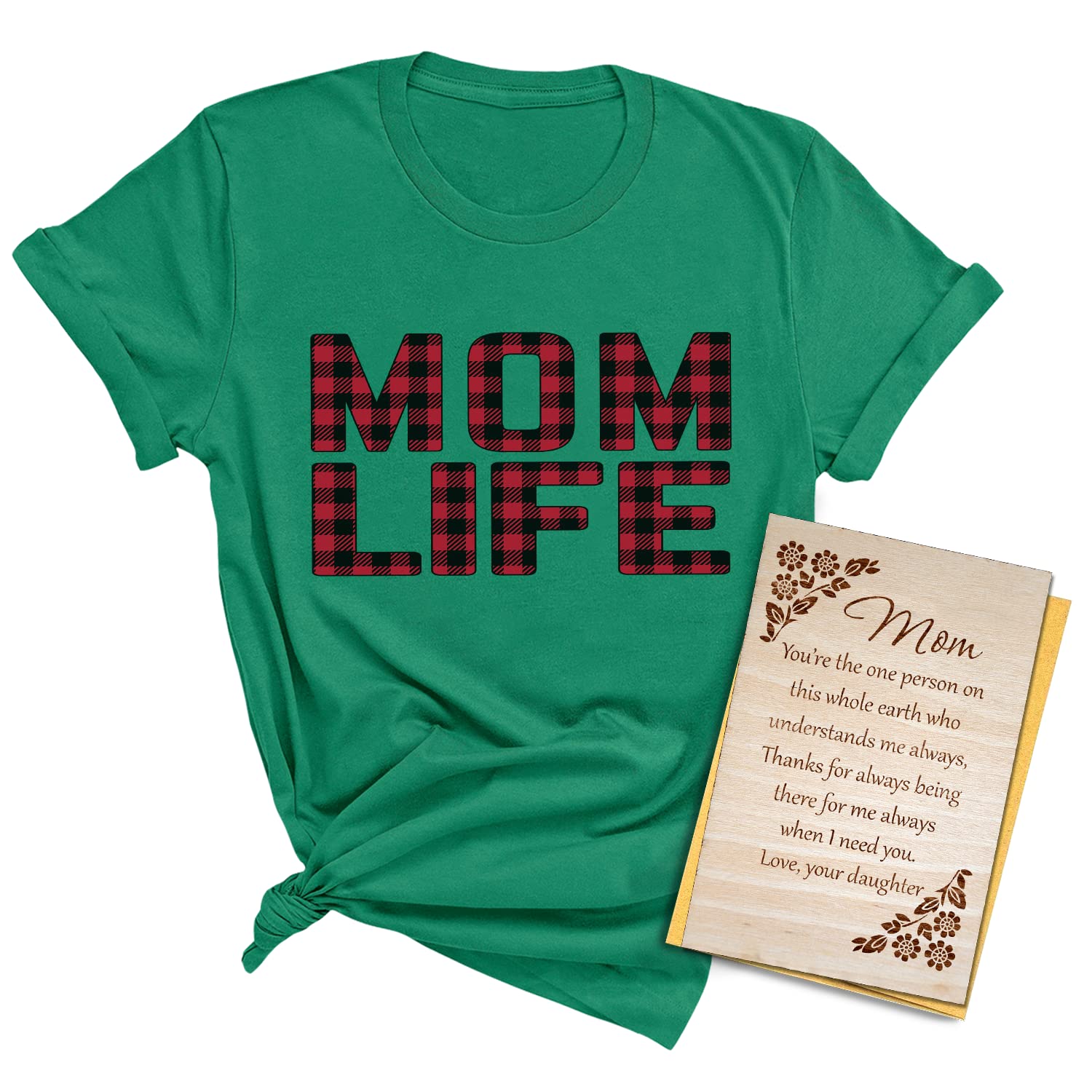 Best Mom Ever T-Shirt & Wooden Greeting Card Gift Set - Thoughtful Mother's Day Present from Son - Perfect for Birthday, Christmas & Special Occasions