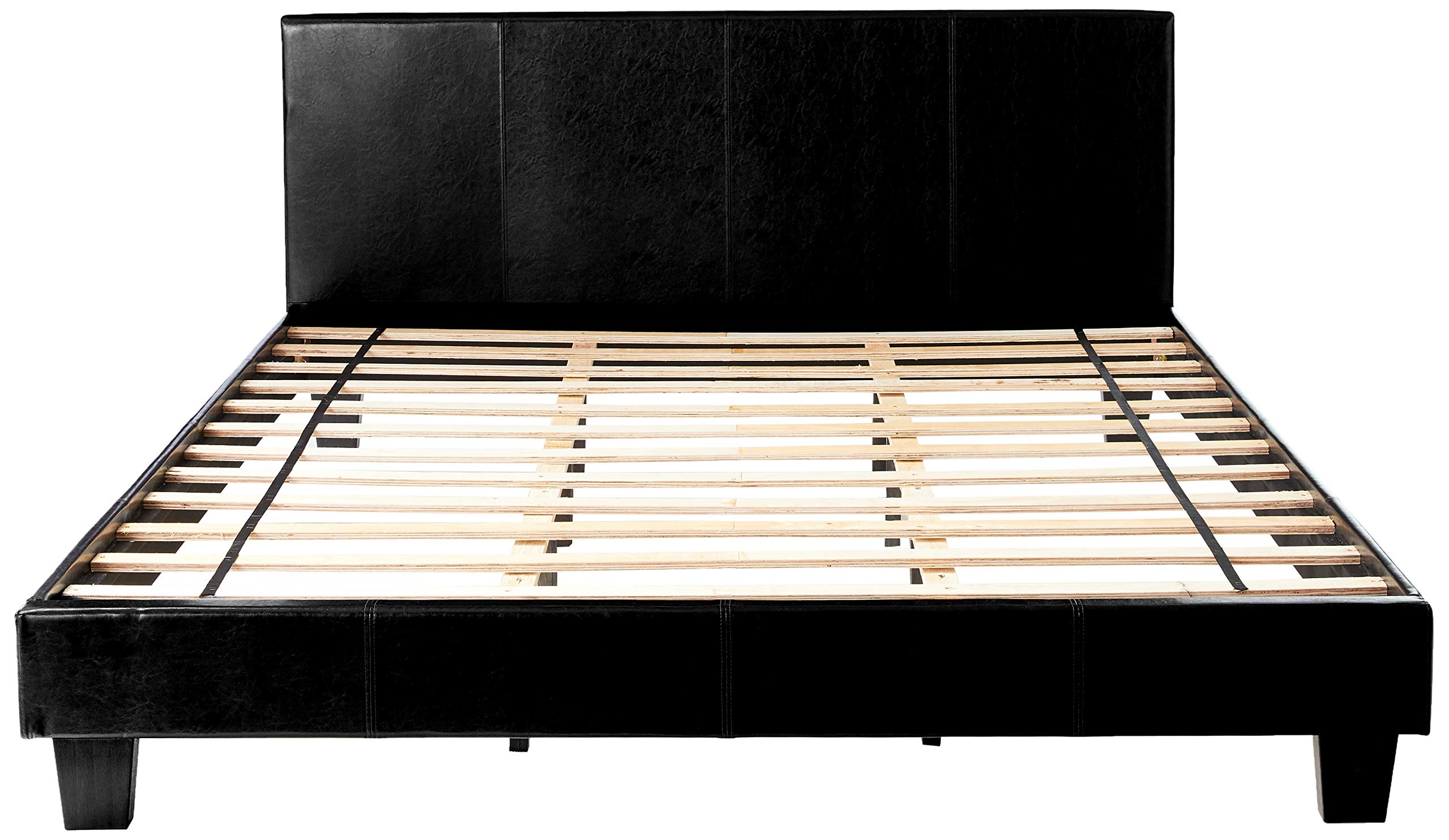 Furniture of America Rhinox Leatherette Platform Bed Frame - Eastern King Size, Espresso Brown Faux Leather - Modern Bedroom Furniture for Master Suite or Guest Room