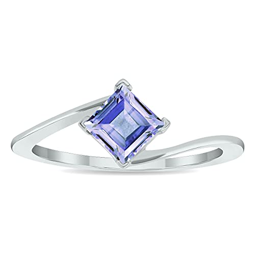 10K White Gold Tanzanite Solitaire Wave Ring for Women - Elegant Jewelry Gift for Anniversary, Engagement & Special Occasions