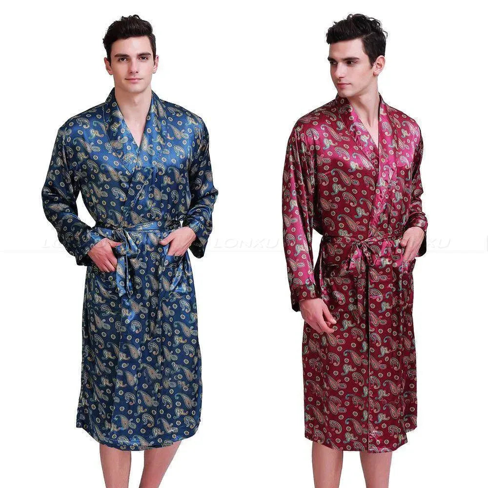 Luxury Men's Silk Nightgown - Soft & Comfortable Sleepwear for Men - Perfect for Relaxing at Home or Traveling