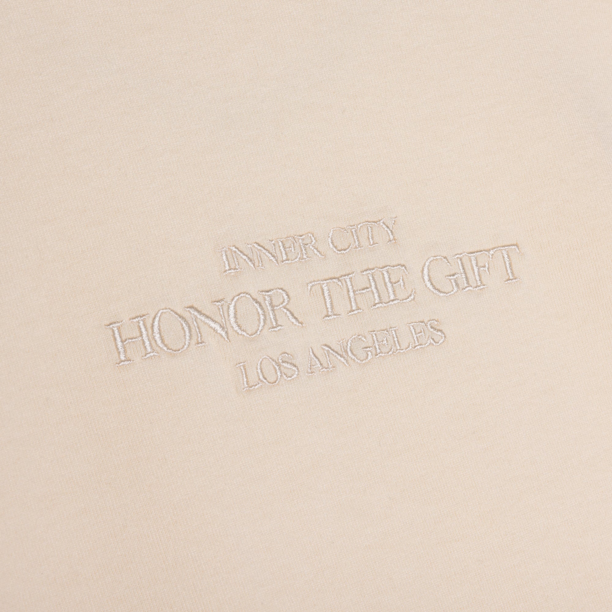 Honor The Gift Embroidered Box Tee in Bone Color - Stylish Streetwear for Casual Outfits & Urban Fashion