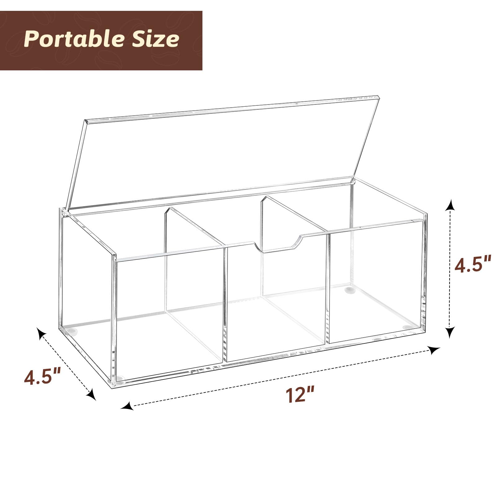 BEYGORM Clear Acrylic Coffee Pod Holder with Lid - 24 K-Cup Storage Organizer, 3 Compartment Coffee Bar Station for Keurig Pods & Creamers | Perfect for Kitchen Countertop & Office Coffee Station Organization
