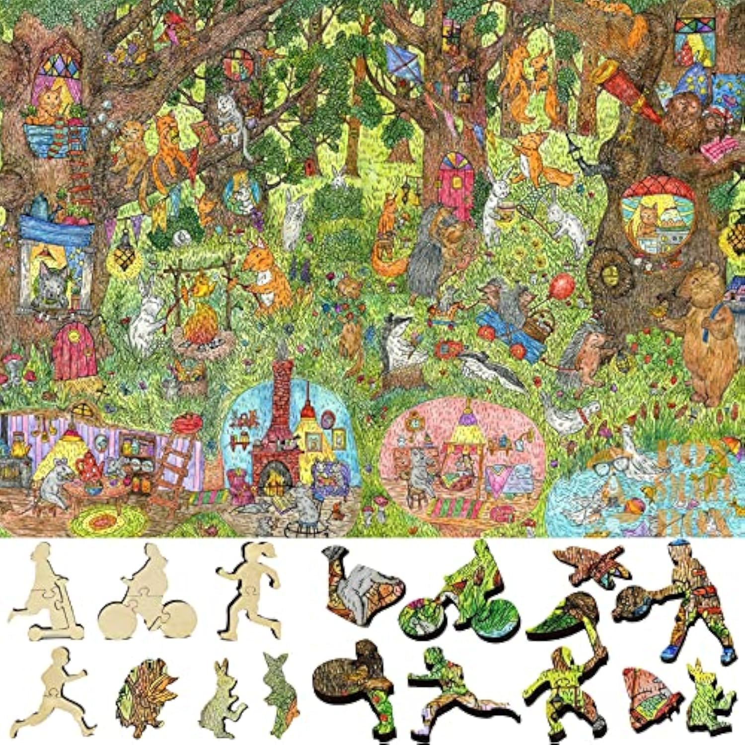 Premium 505-Piece Wooden Puzzle for Adults - Unique Fairy Forest Design - Handcrafted in USA by FoxSmartBox - Perfect for Relaxation, Stress Relief & Family Game Nights