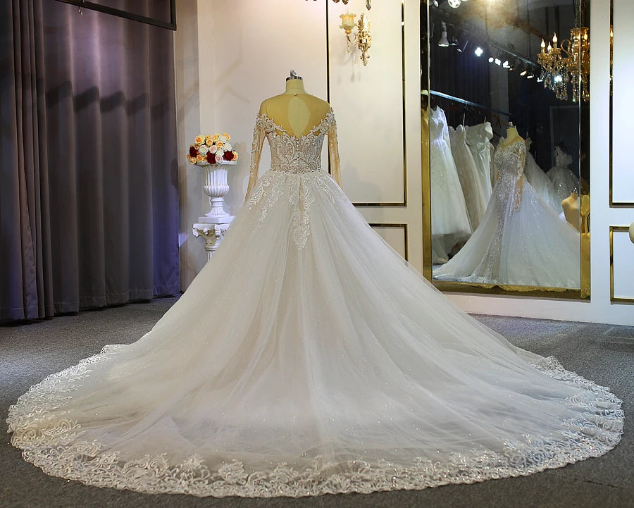 Elegant Mermaid Wedding Gown with Detachable Train & Long Sleeves - Perfect for Beach, Church, and Formal Wedding Ceremonies