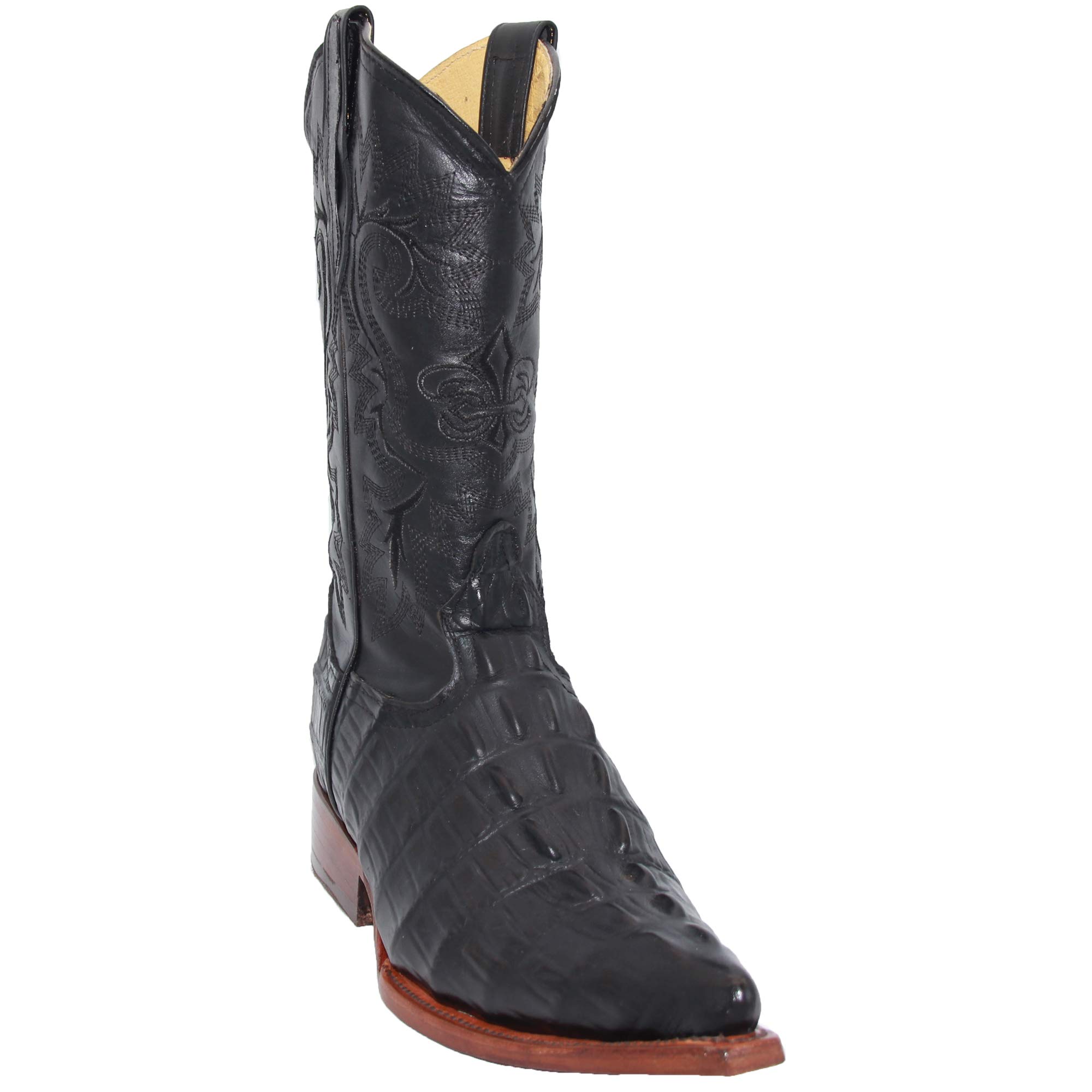 Premium Men's Western Cowboy Boots - Genuine Leather Crocodile Alligator Print Snip Toe - Stylish & Durable for Rodeo, Country Dance & Western Fashion