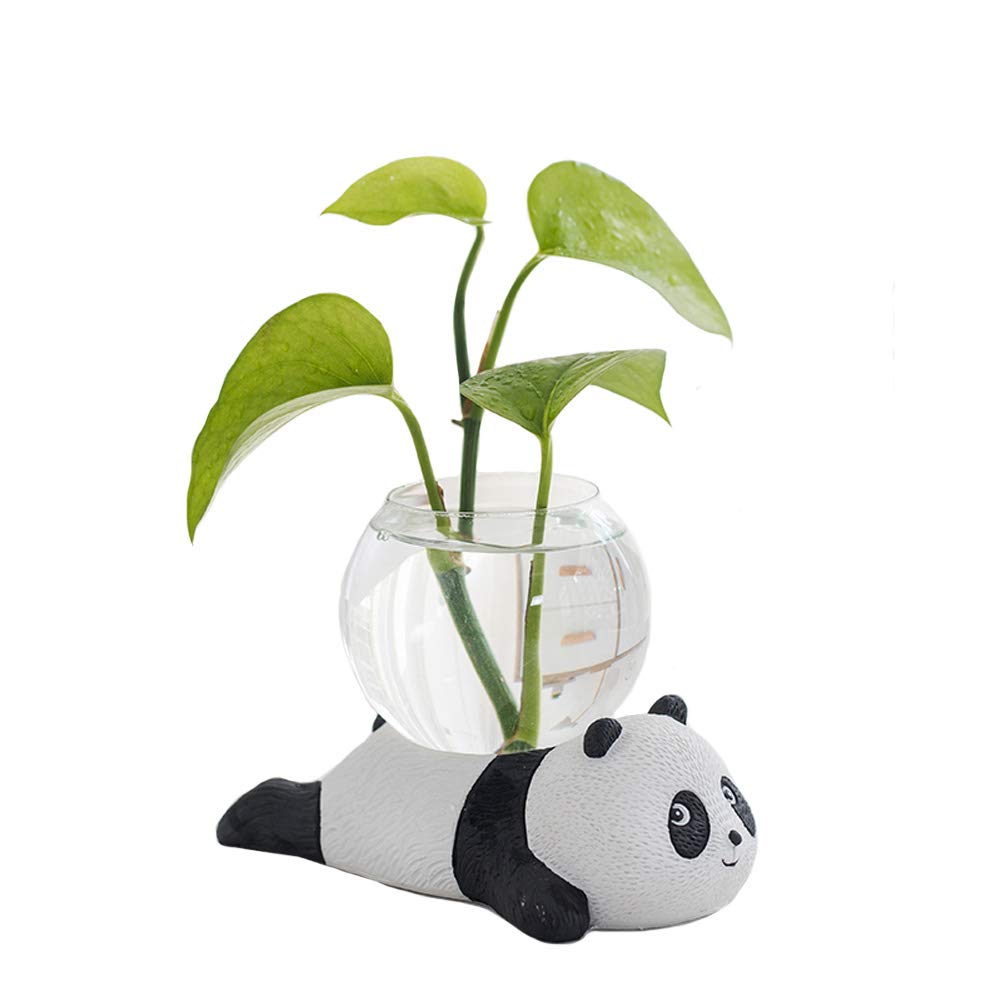 Creative Cartoon Animal Hydroponic Planter - Panda Shaped Flower Pot for Succulents, Herbs & Indoor Plants | Perfect for Home Decor, Office Desk & Garden Gifts