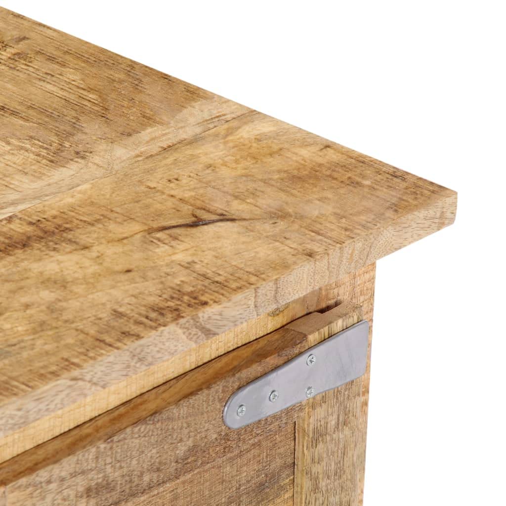Modern Square Coffee Table with Storage - 2 Door Solid Mango Wood Living Room Furniture (27.5