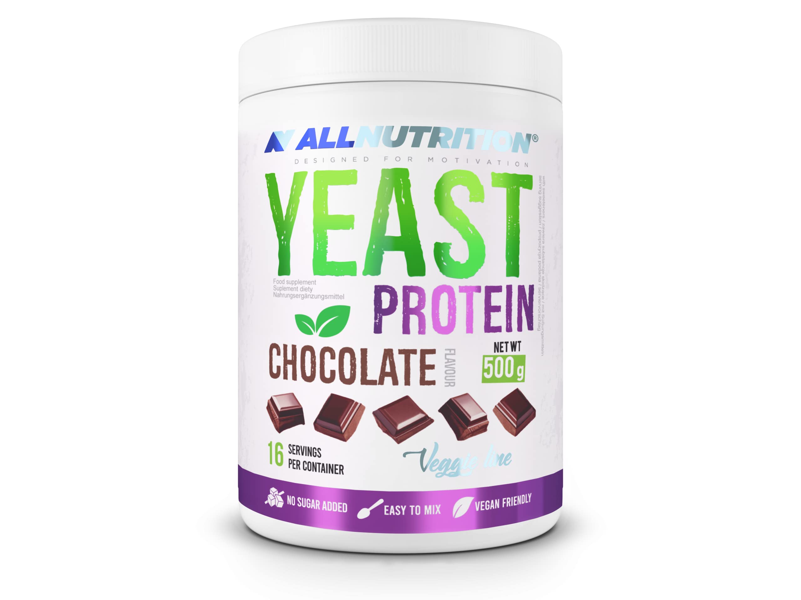 Allnutrition Yeast Protein Chocolate Powder 500g - Premium Vegan Protein Supplement for Muscle Recovery & Weight Management - Perfect for Smoothies, Baking & Post-Workout Shakes