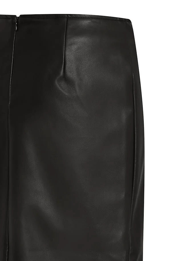 Madeline Faux Leather Midi Skirt for Women - Black Stretch Pencil Skirt | Perfect for Office, Party & Night Out