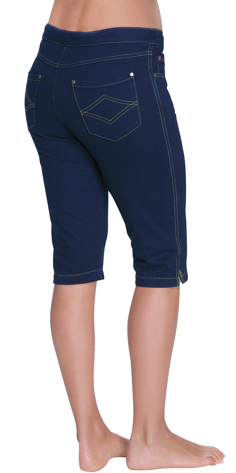 PajamaJeans Women's Bermuda Shorts - Comfortable Pull-On Knee-Length Shorts with Pockets | Perfect for Lounging, Travel & Casual Wear