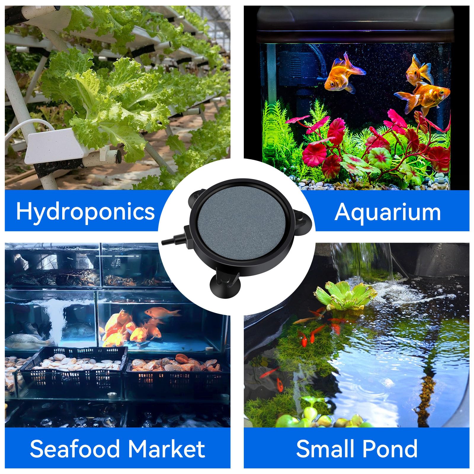 AQUANEAT 4 Inch Aquarium Air Stone Disc - High Oxygenation Bubble Diffuser for Fish Tanks, Hydroponics & Ponds | Air Pump Accessories for Clear Water & Healthy Fish | Perfect for Home Aquariums & Outdoor Ponds