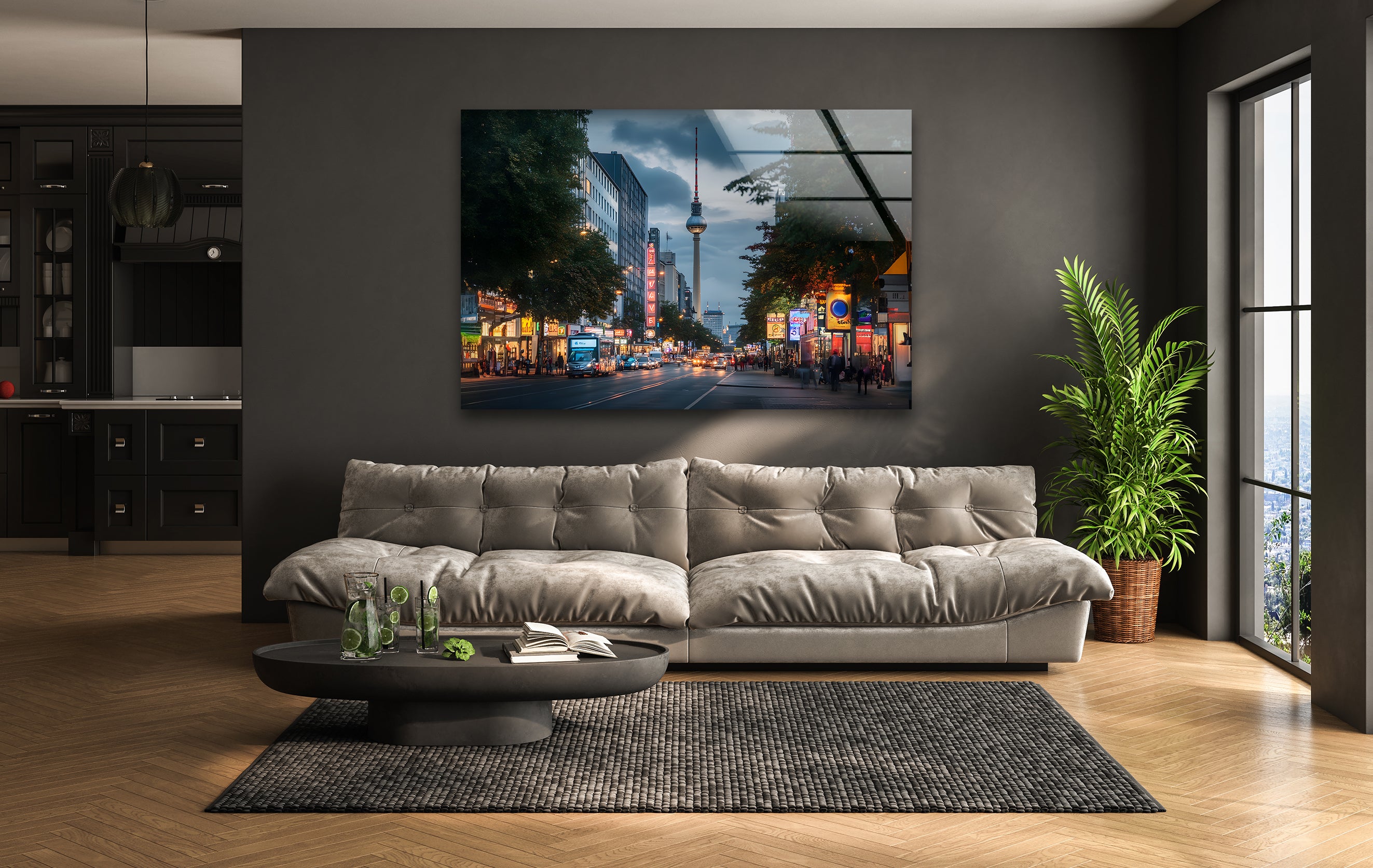 Berlin City Night Skyline Glass Wall Art - Modern Home Decor for Living Room, Bedroom & Office - Perfect Gift for Urban Art Lovers