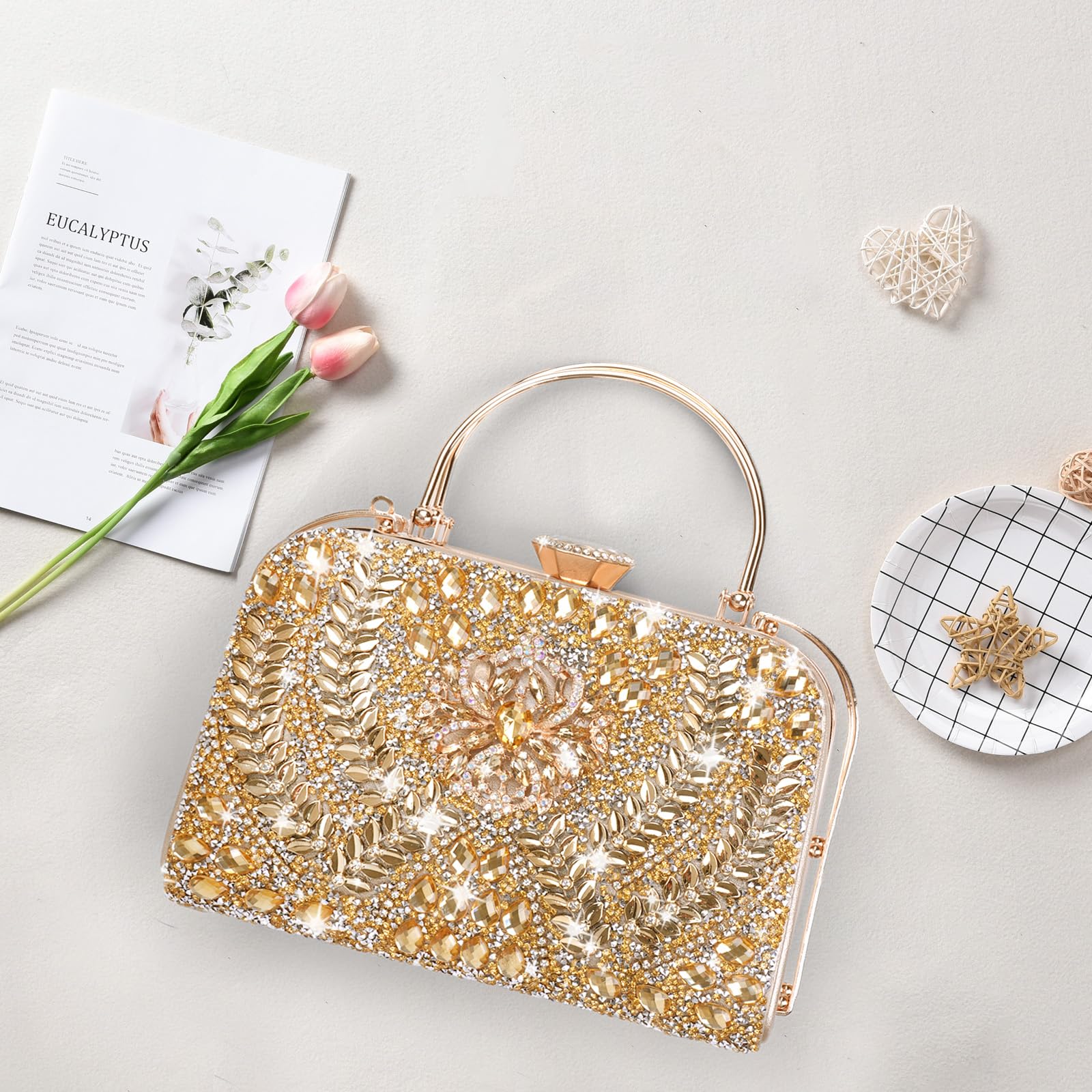 Sparkly Rhinestone Evening Clutch Purse for Women - Crystal Diamond Wedding Handbag, Formal Party Clutch Bag | Perfect for Prom, Gala, Cocktail Parties & Special Occasions