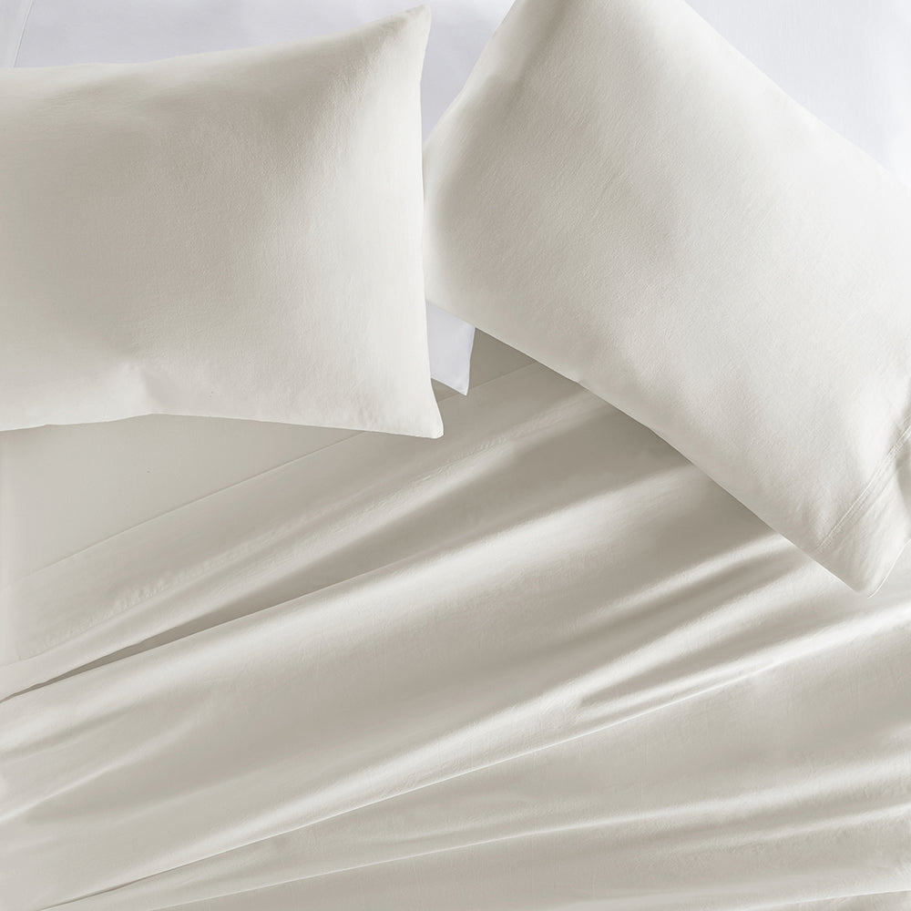 4 Piece 100% Long Staple Cotton Sheet Set - Queen Size Bed Sheets for Soft & Breathable Sleep - Perfect for Home, Hotel, and Dorm Room Comfort