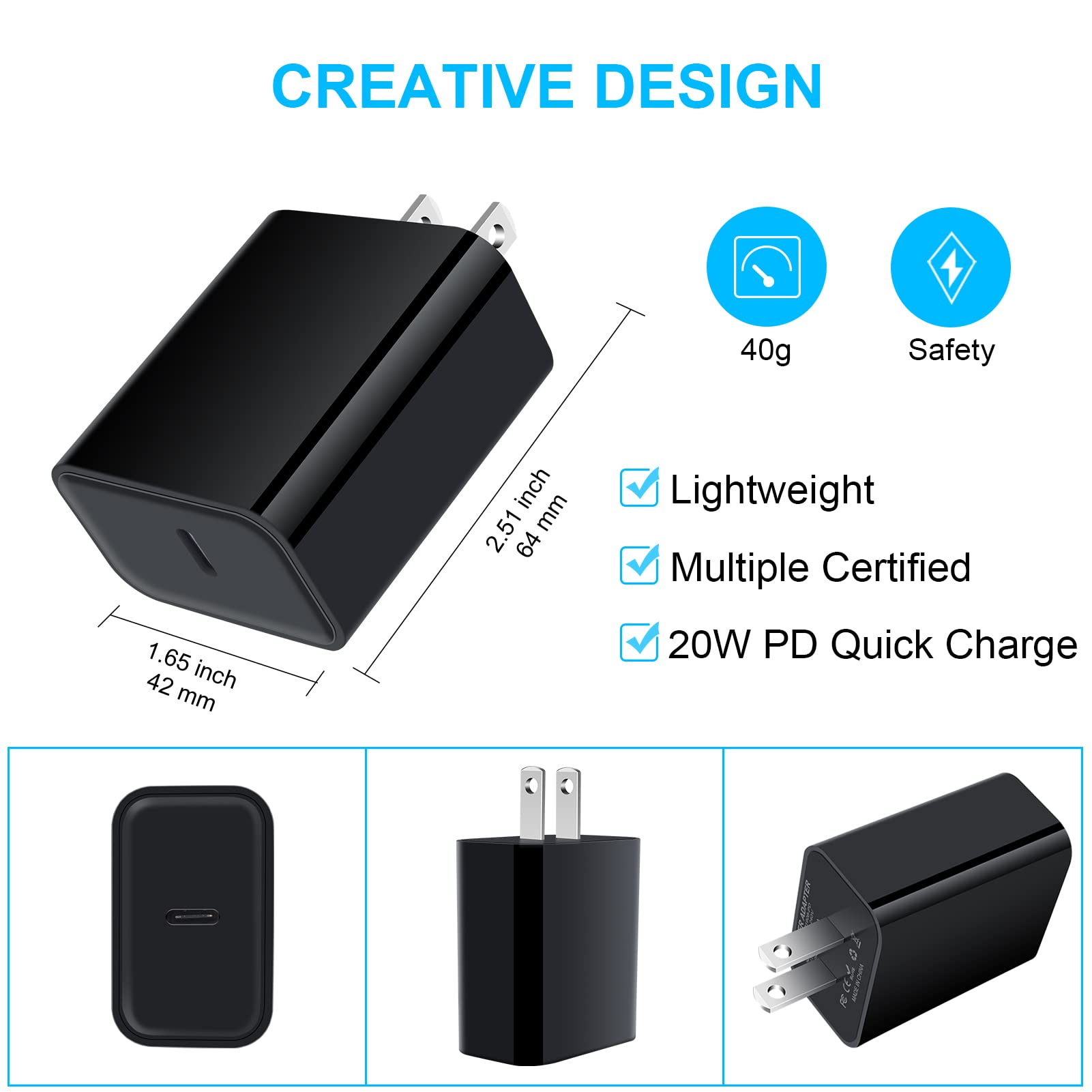 20W USB C Wall Charger with PD Fast Charging - Compatible with Samsung Galaxy S25/S24/S23/S22/S21/S20 FE/S10e/A16/A15 5G/A14/A21, Google Pixel 9 Pro/XL/8a/8 Pro/7a/6 Pro - Type C Power Adapter & USB C Cable - Perfect for Home, Office & Travel Charging Needs