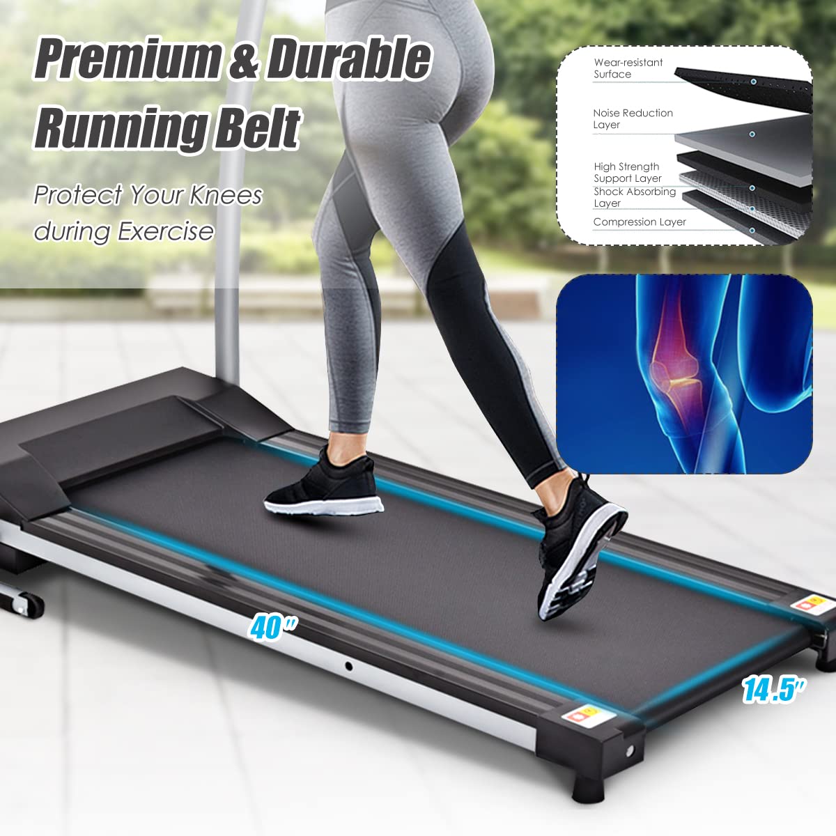 Goplus Folding Treadmill - Electric Running Machine with LED Display & Phone Holder, Portable Compact Superfit Treadmill for Home, Office & Small Spaces - Perfect for Home Gym, Apartment Workouts & Indoor Cardio Training