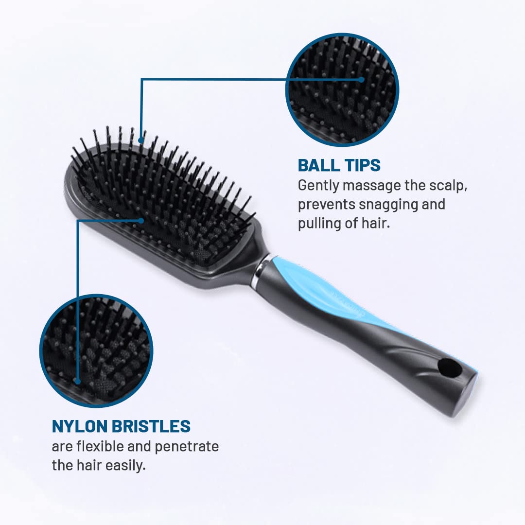 Midazzle Premium Paddle Hair Brush for Men & Women - Detangling & Styling with Cushion Base - Pack of 2 (HB2-11) - Perfect for Home, Travel & Salon Use