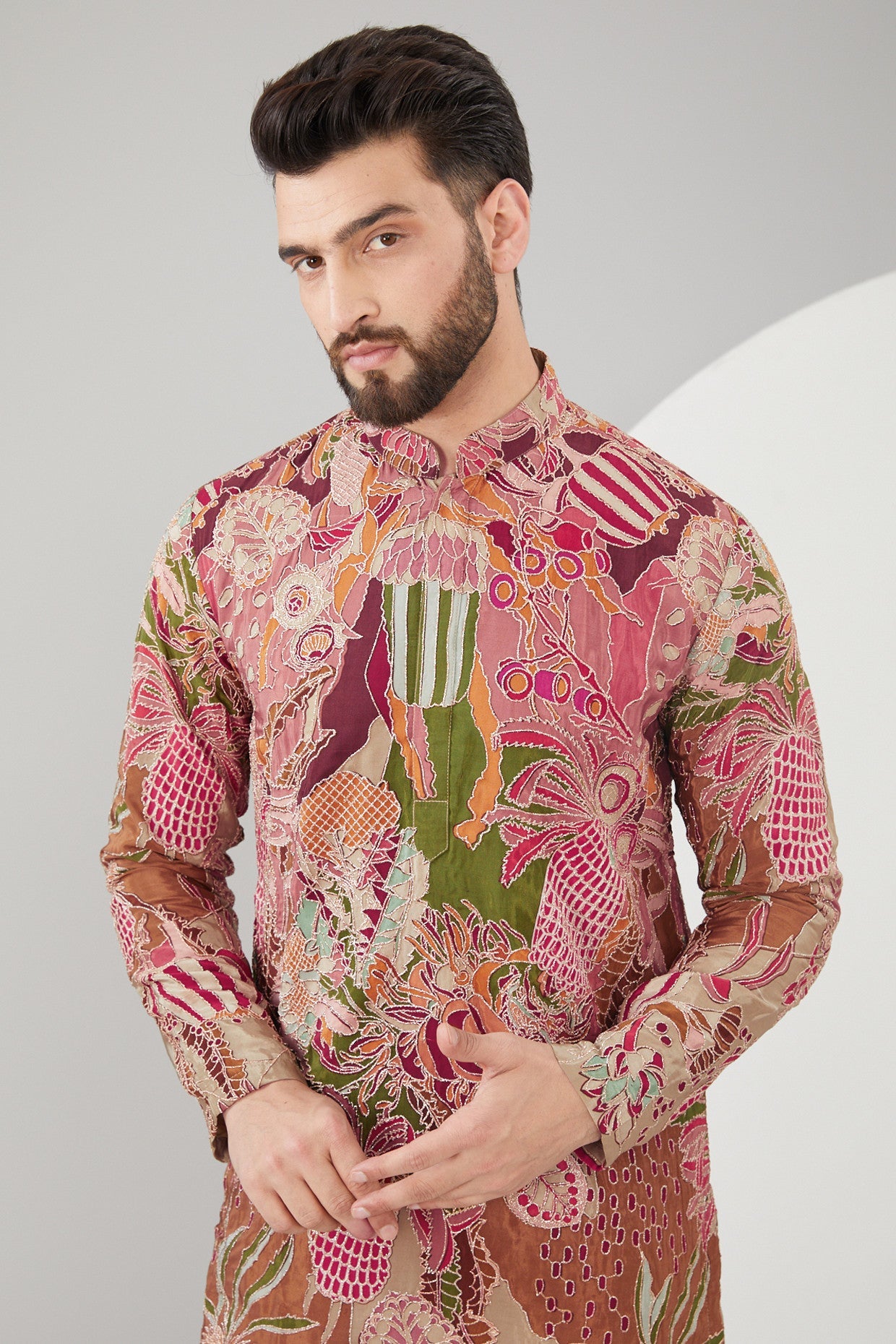 Stylish Multi-Colored Slub Silk Abstract Embroidered Kurta for Women - Perfect for Festivals, Weddings & Casual Wear