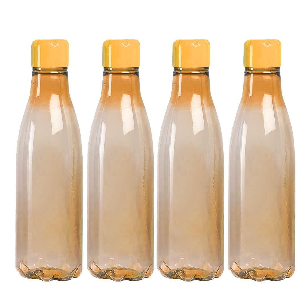 Kuber Industries 4-Pack Unbreakable Leak Proof Plastic Water Bottles - BPA Free Food Grade for Kids & Adults - Orange - Perfect for School, Gym, Hiking and Outdoor Activities