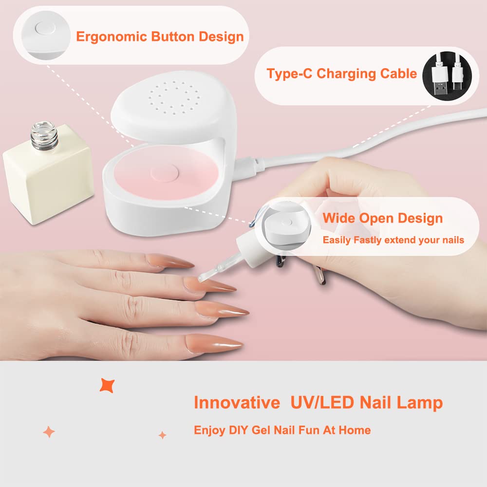 Mini UV LED Nail Lamp - Fast Drying Nail Dryer for Gel Polish, Gel Glue & Nail Strips | Portable & Easy Nail Extension Design (White) | Perfect for Home Manicures, Salon Use & Travel