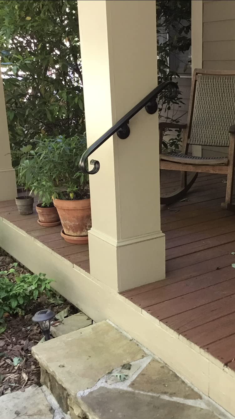 2' Scroll Wrought Iron Handrail with Adjustable Brackets - Elegant Staircase Railing for Indoor/Outdoor Home Safety & Decoration
