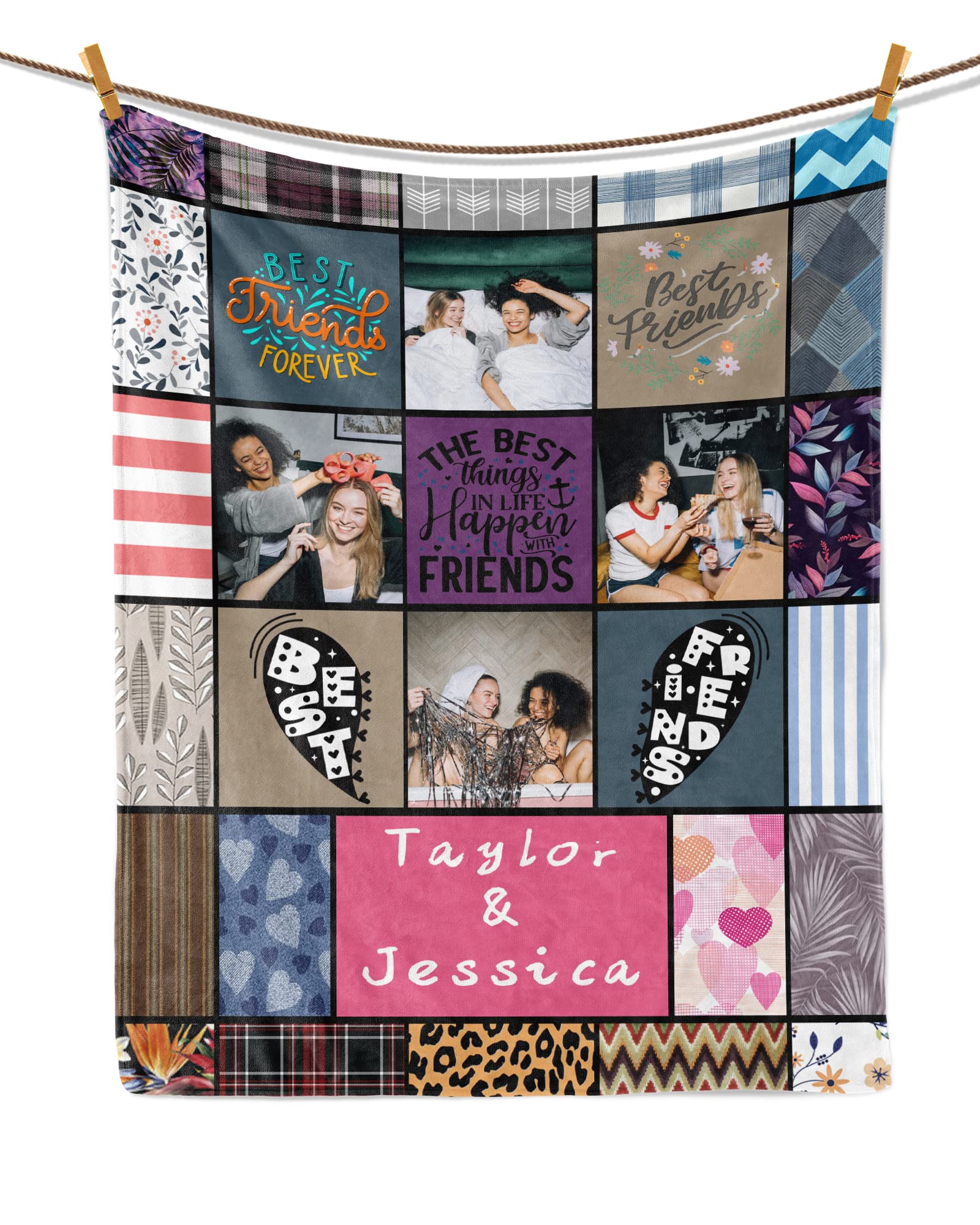 Custom Photo Blanket for Best Friends - Personalized Birthday Gift for Women, Long Distance Friendship Present for BFFs, Sisters & Teen Girls - Perfect for Anniversaries, Christmas & Cozy Nights at Home