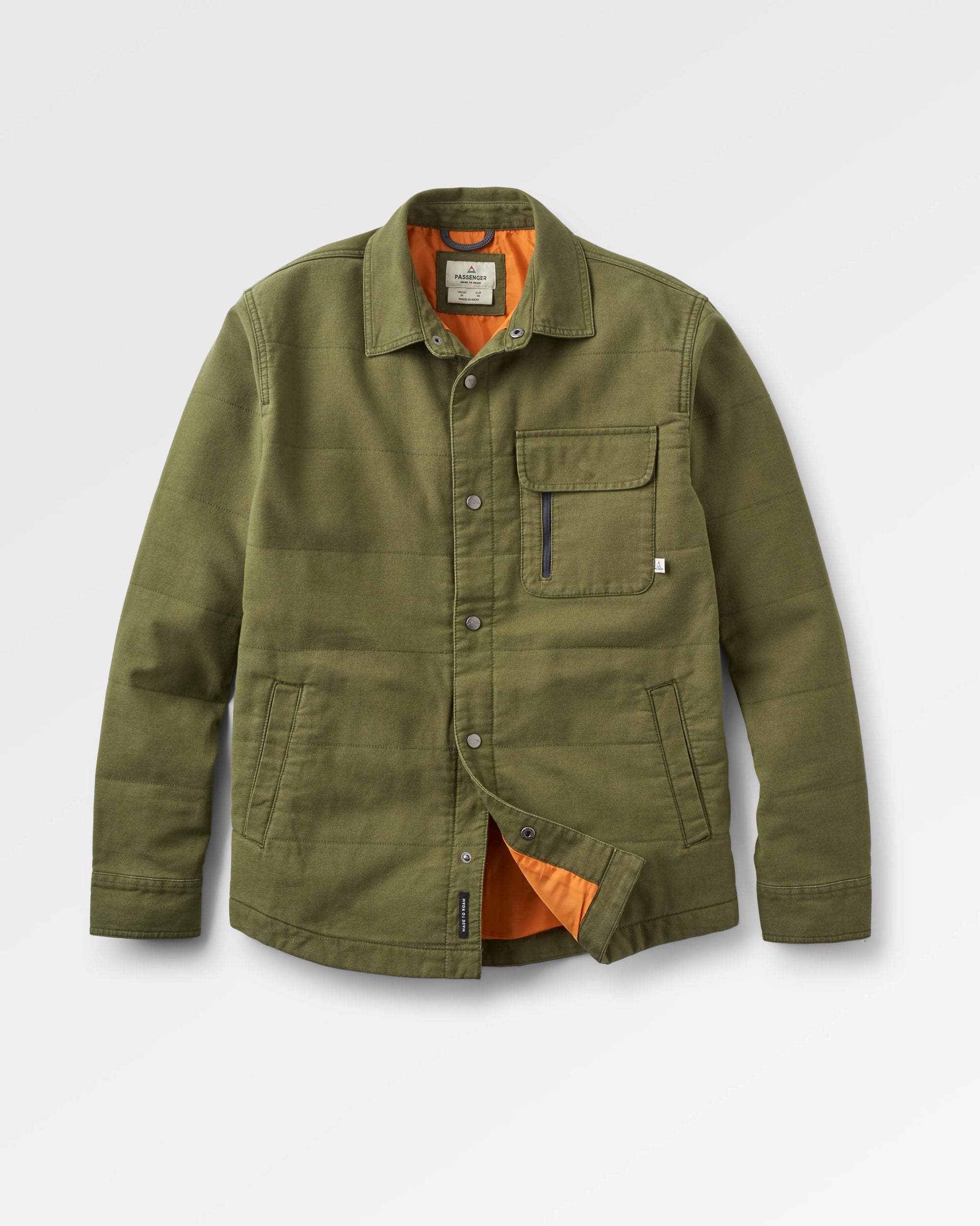 Taranaki Canvas Quilted Shirt Jacket for Men - Khaki Green Outdoor Casual Wear | Lightweight Layering for Hiking, Camping & Fall Fashion