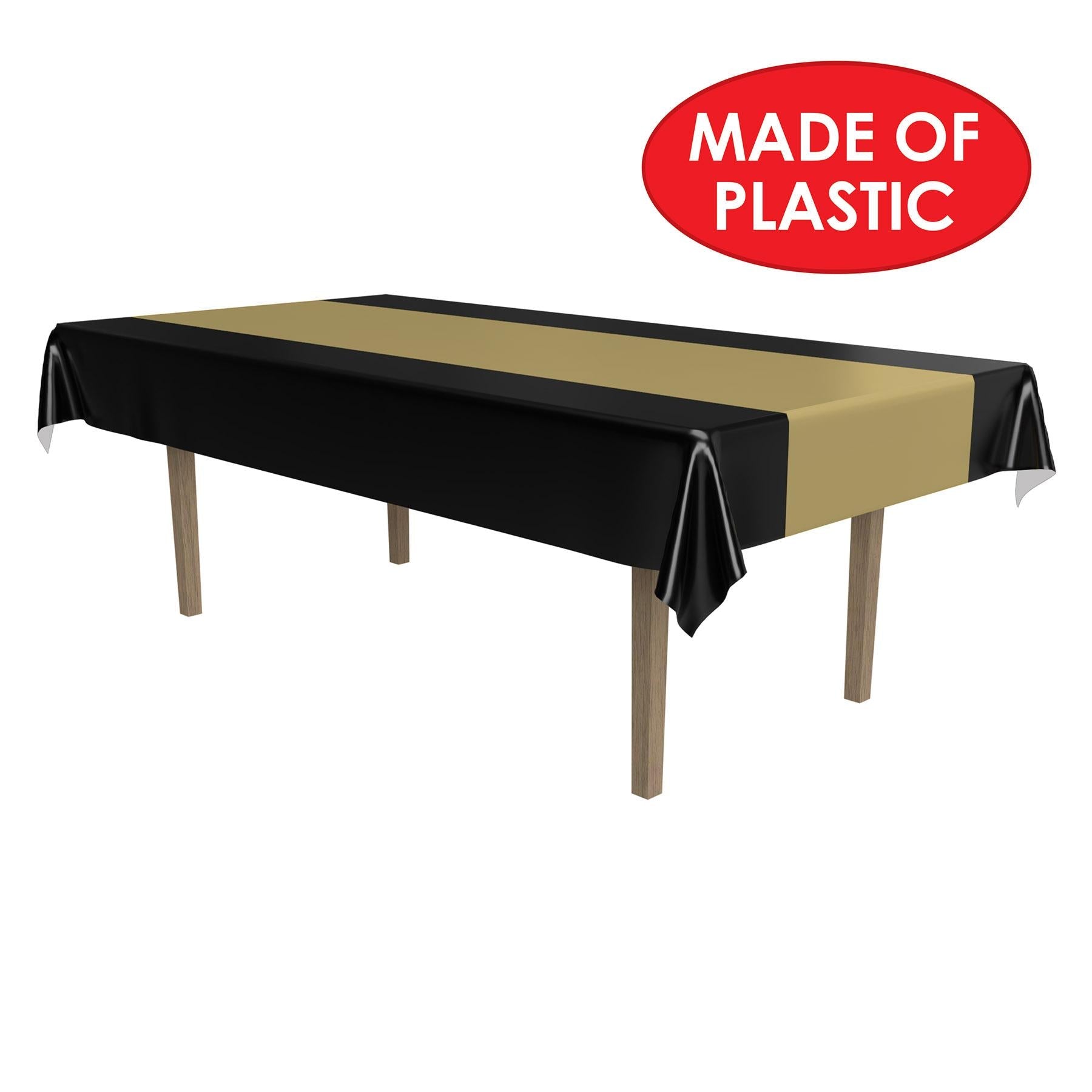 12 Pack Beistle Black and Gold Party Table Covers - Premium Disposable Tablecloths for Birthday, Wedding, and Holiday Decorations - Perfect for Indoor and Outdoor Celebrations