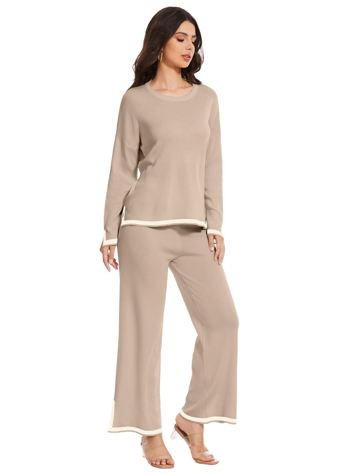 Cozy Women's Knit Lounge Sets - Petite Long Sweater Pajama & Sweatsuit 2-Piece Outfits for Casual Wear, Travel & Home Relaxation | Soft Comfort Loungewear for Chilling, Sleeping & Lounging