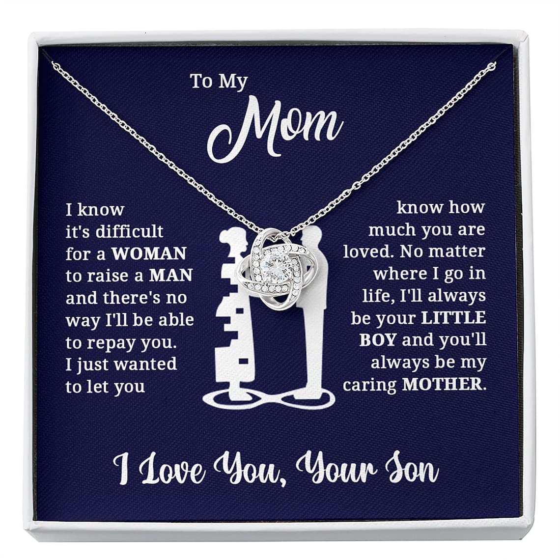 To My Mom Necklace - Thoughtful Gift for Mother from Son, Birthday & Mother's Day Present with Message Card & Jewelry Box | Perfect for Special Occasions & Showing Appreciation