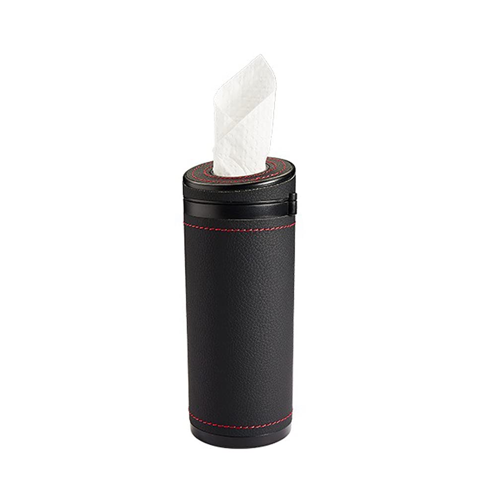 Xzatope Universal PU Leather Car Tissue Holder | Cylinder Napkin Dispenser for Car, Bathroom, Office & Home Use