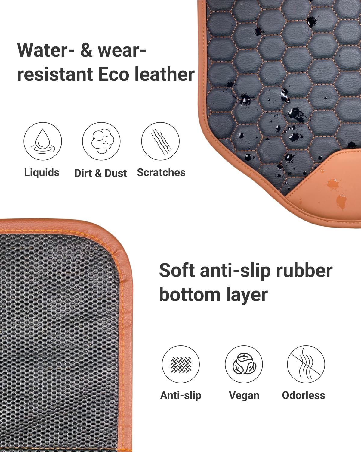 Premium Leather Car Seat Protector for Back Seat - Waterproof & Non-Slip Back Seat Cover for Kids - Car Kick Mat Protects from Scratches & Dirt - Universal Fit for Most Vehicles - Perfect for Family Road Trips & Daily Commutes