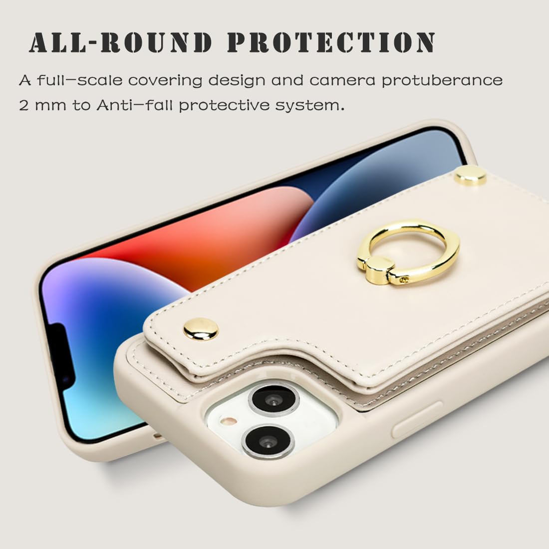 Premium PU Leather Wallet Case for iPhone 13/14/15 (6.1