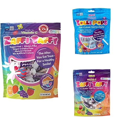 Zollipops Easter Variety Pack - 3.1oz Sugar Free Lollipops & Taffy Candy for Kids | Assorted Fruit Flavors | Clean Teeth, Dentist Recommended | Easter Basket Stuffers, Party Favors, Classroom Treats