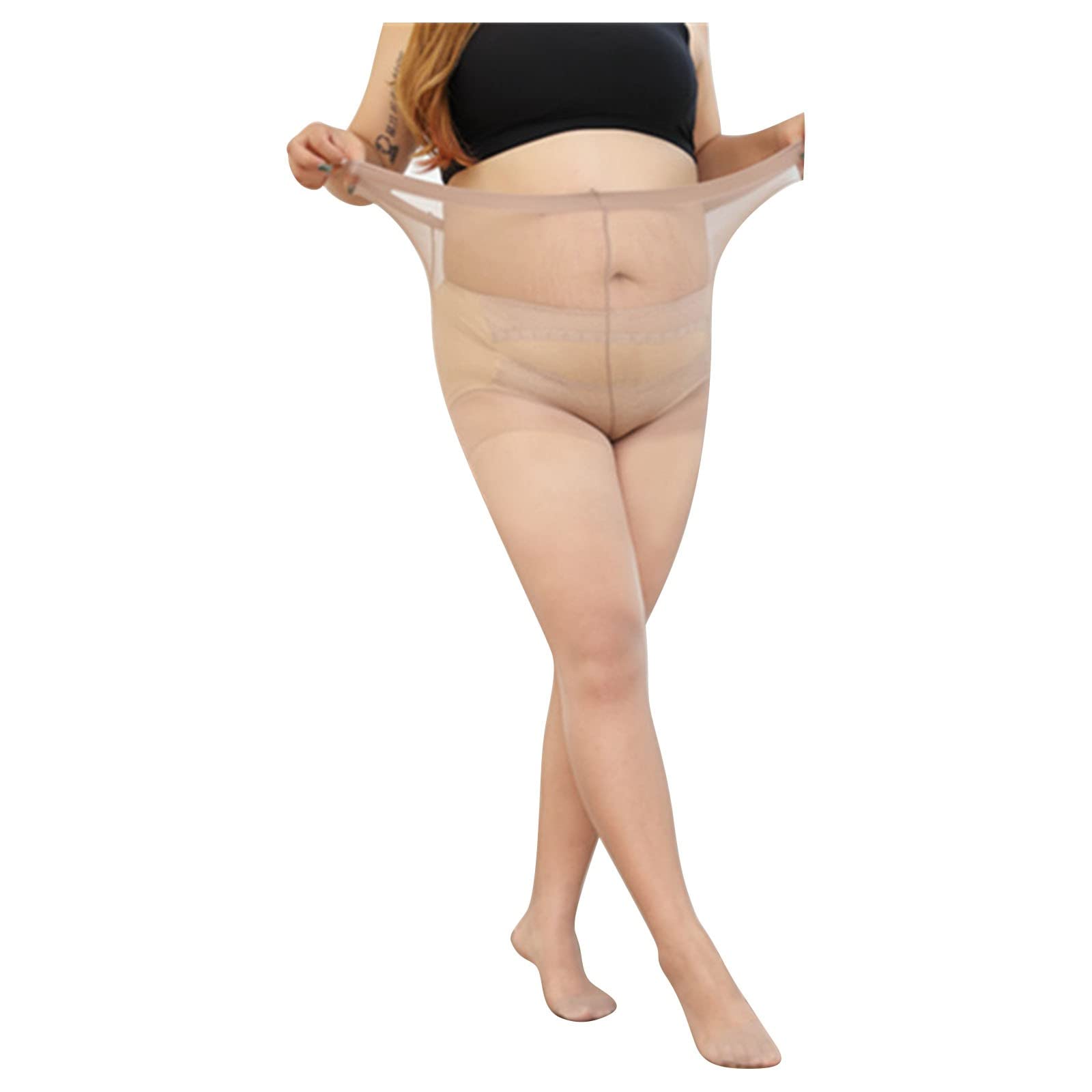 Plus Size Sheer Tights for Women - High Waist Control Top Black Pantyhose | Comfortable & Stretchy for Office, Daily Wear & Formal Occasions